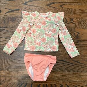 Janie and Jack Pink Floral Kids Rashguard Set